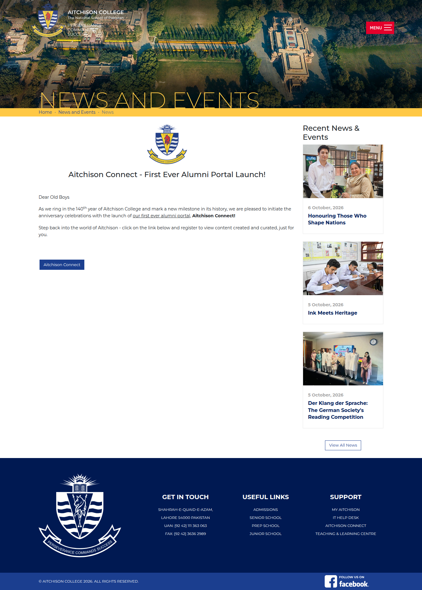 Snapshot of Aitchison Connect - First Ever Alumni Portal Launch!