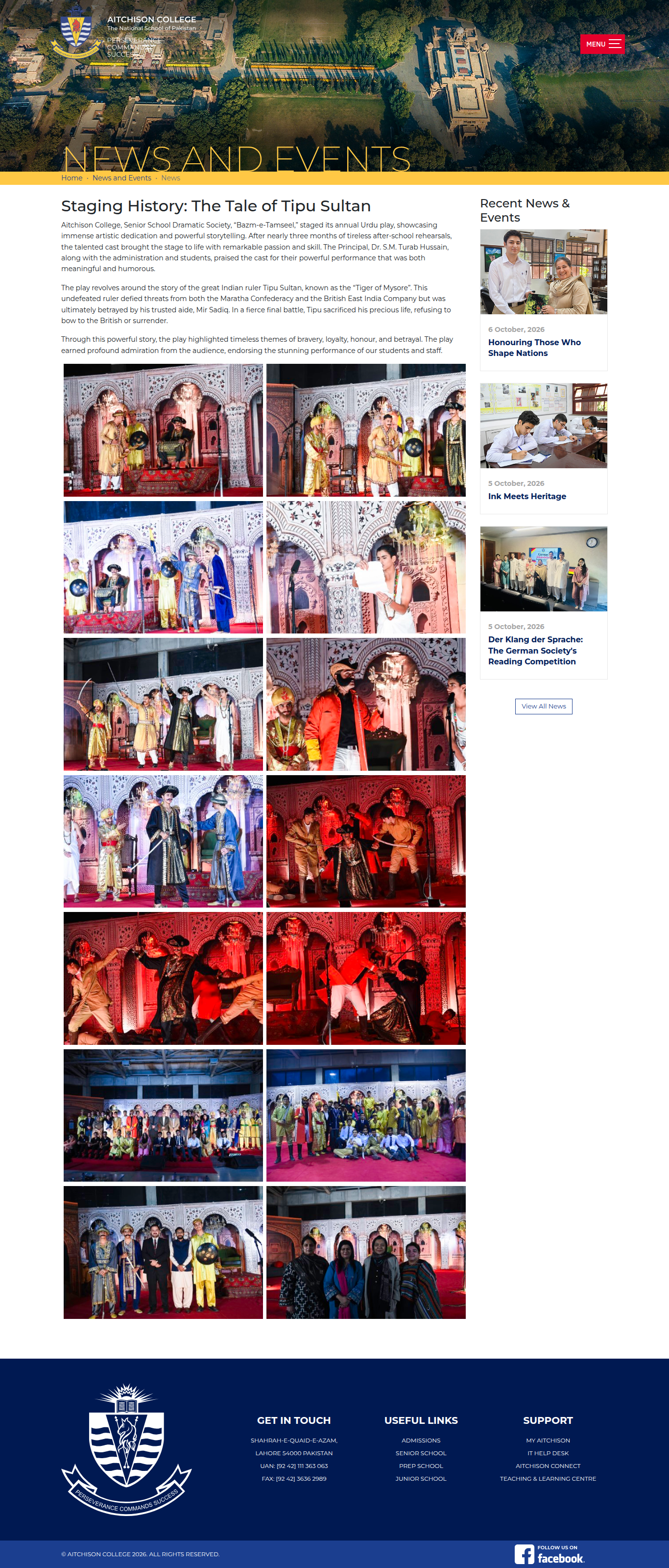 Snapshot of Staging History: The Tale of Tipu Sultan