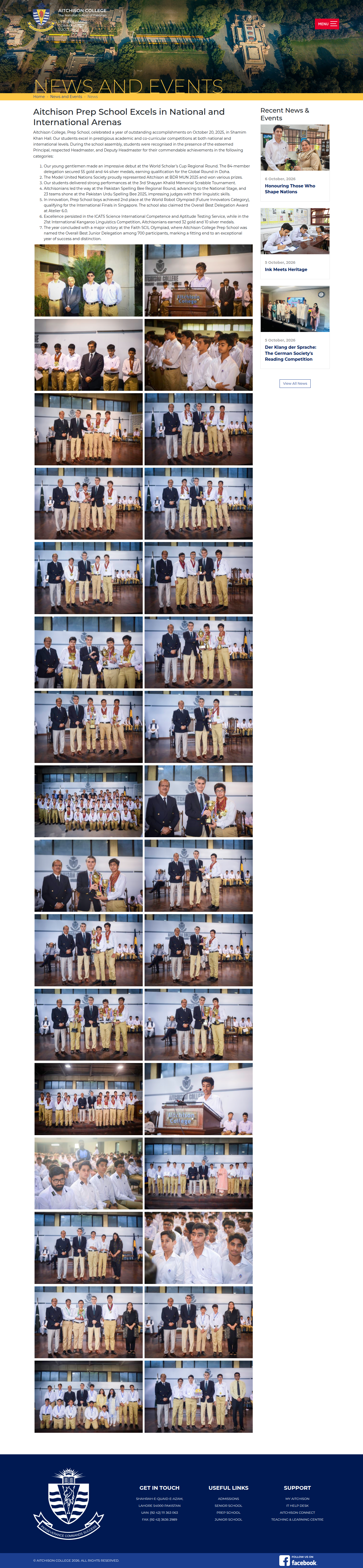 Snapshot of Aitchison Prep School Excels in National and International Arenas