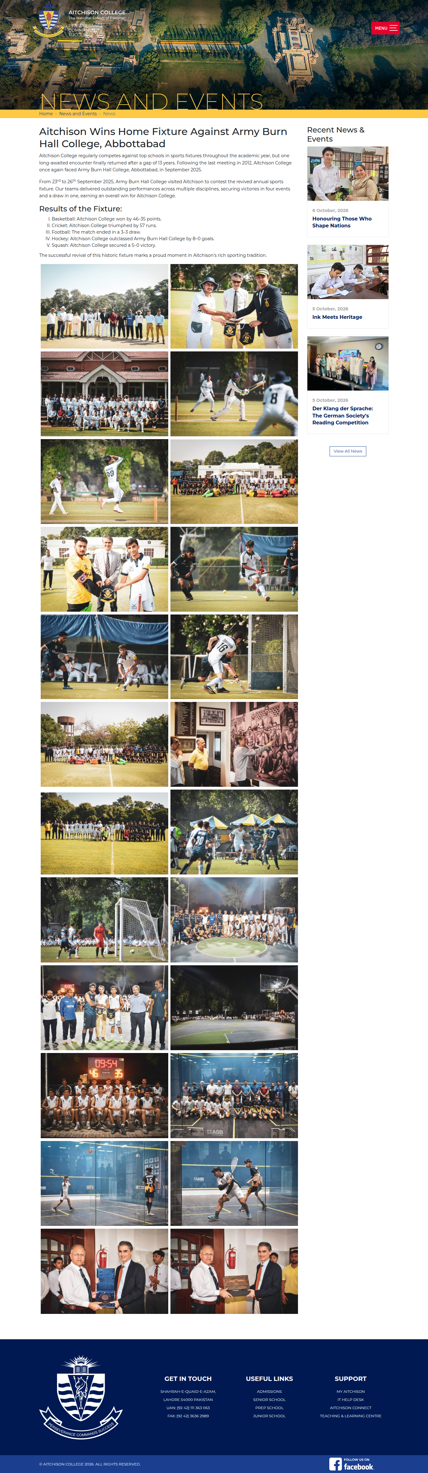 Snapshot of Aitchison Wins Home Fixture Against Army Burn Hall College, Abbottabad