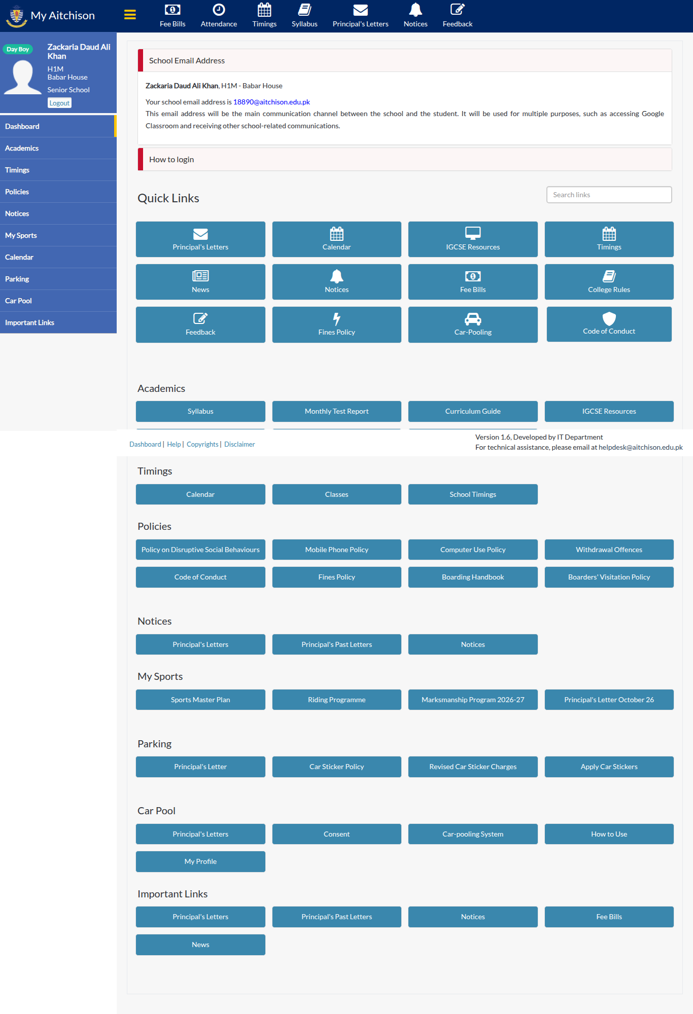 Snapshot of Dashboard | My Aitchison