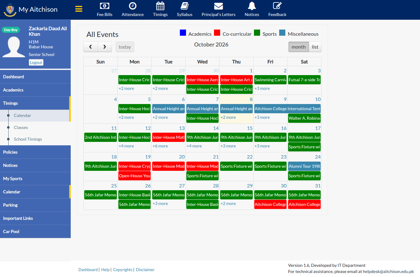 Snapshot of All Events | My Aitchison