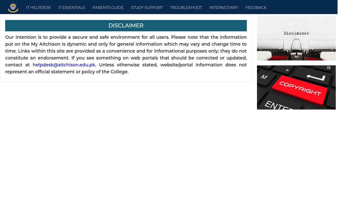 Snapshot of Disclaimer