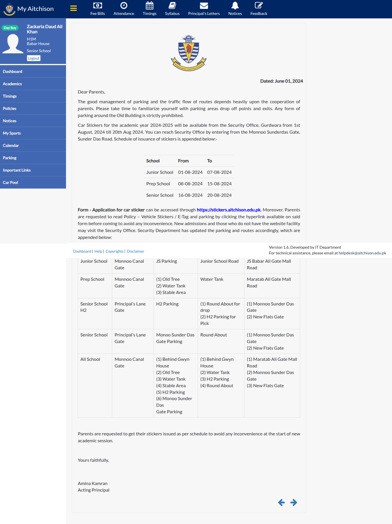 Snapshot of Dated: June 01, 2024 Dear Parents,