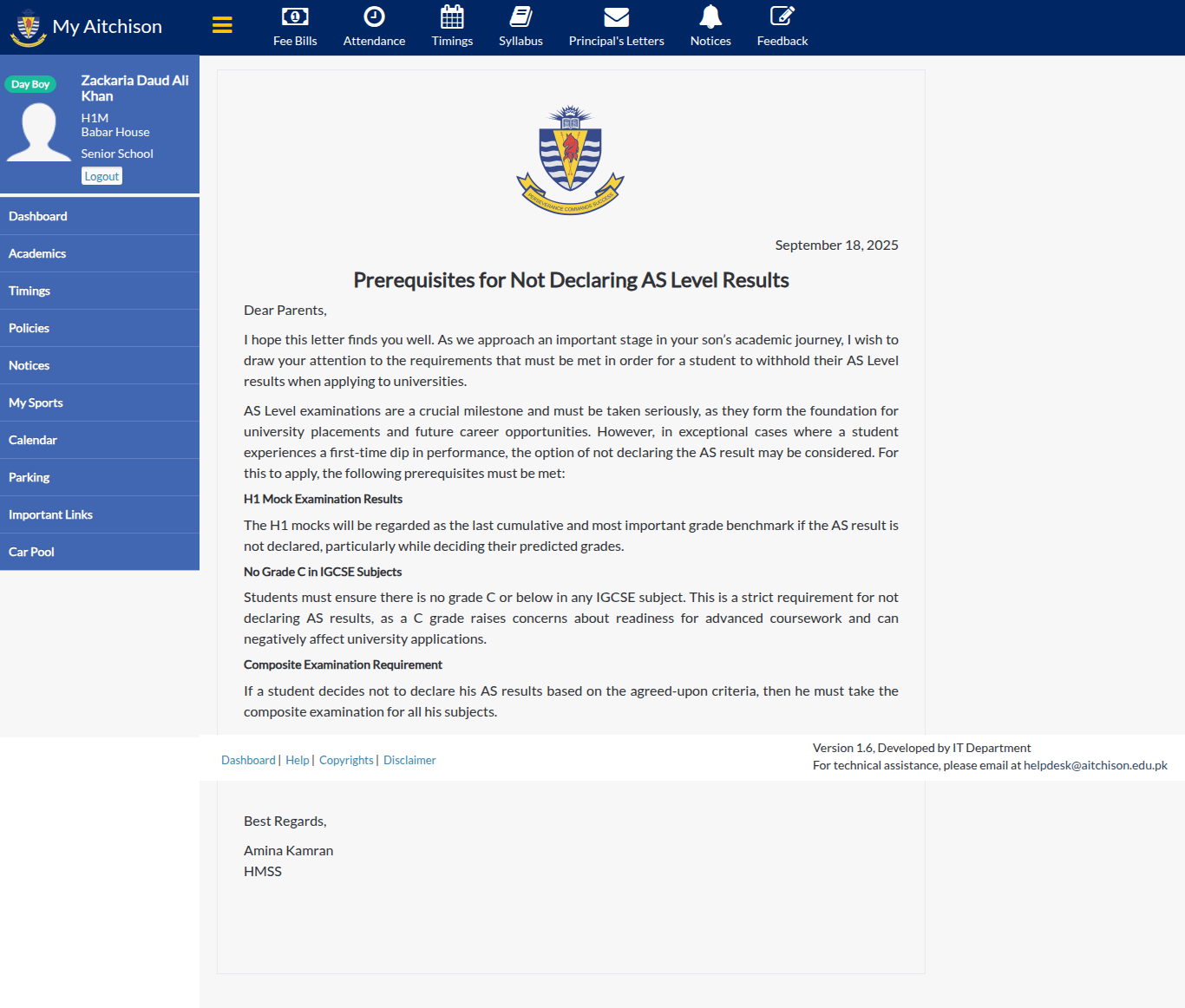 Snapshot of Prerequisites for Not Declaring AS Level Results