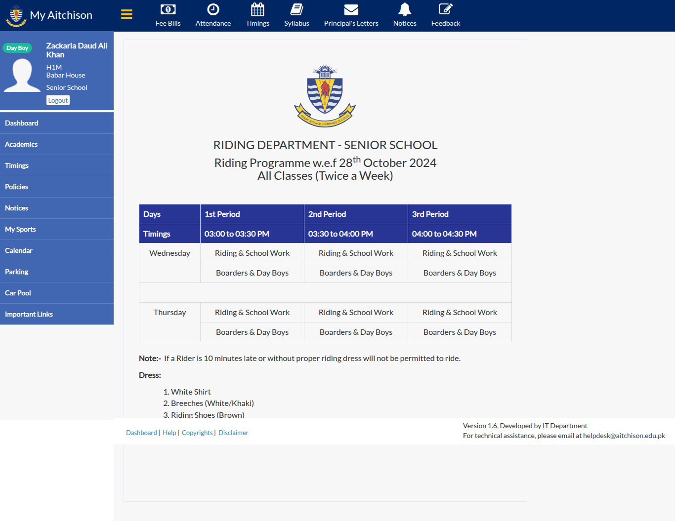 Snapshot of RIDING DEPARTMENT - SENIOR SCHOOL