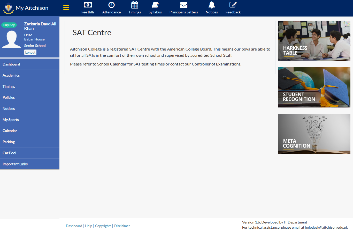 Snapshot of SAT Centre | My Aitchison