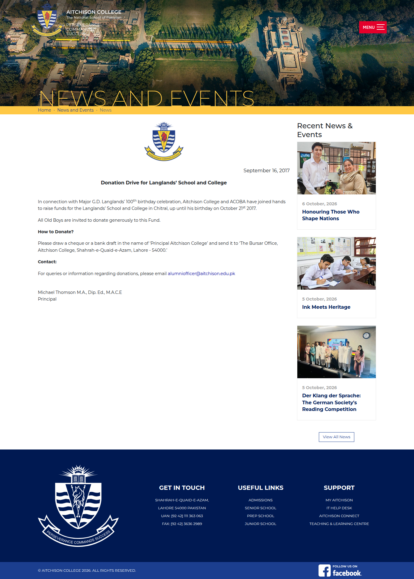 Snapshot of Donation Drive for Langlands’ School and College