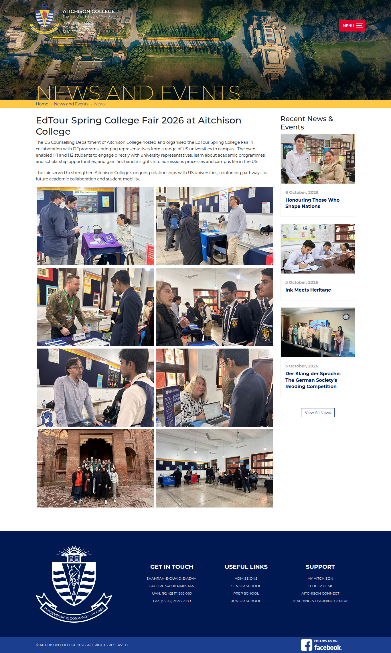 Snapshot of EdTour Spring College Fair 2026 at Aitchison College