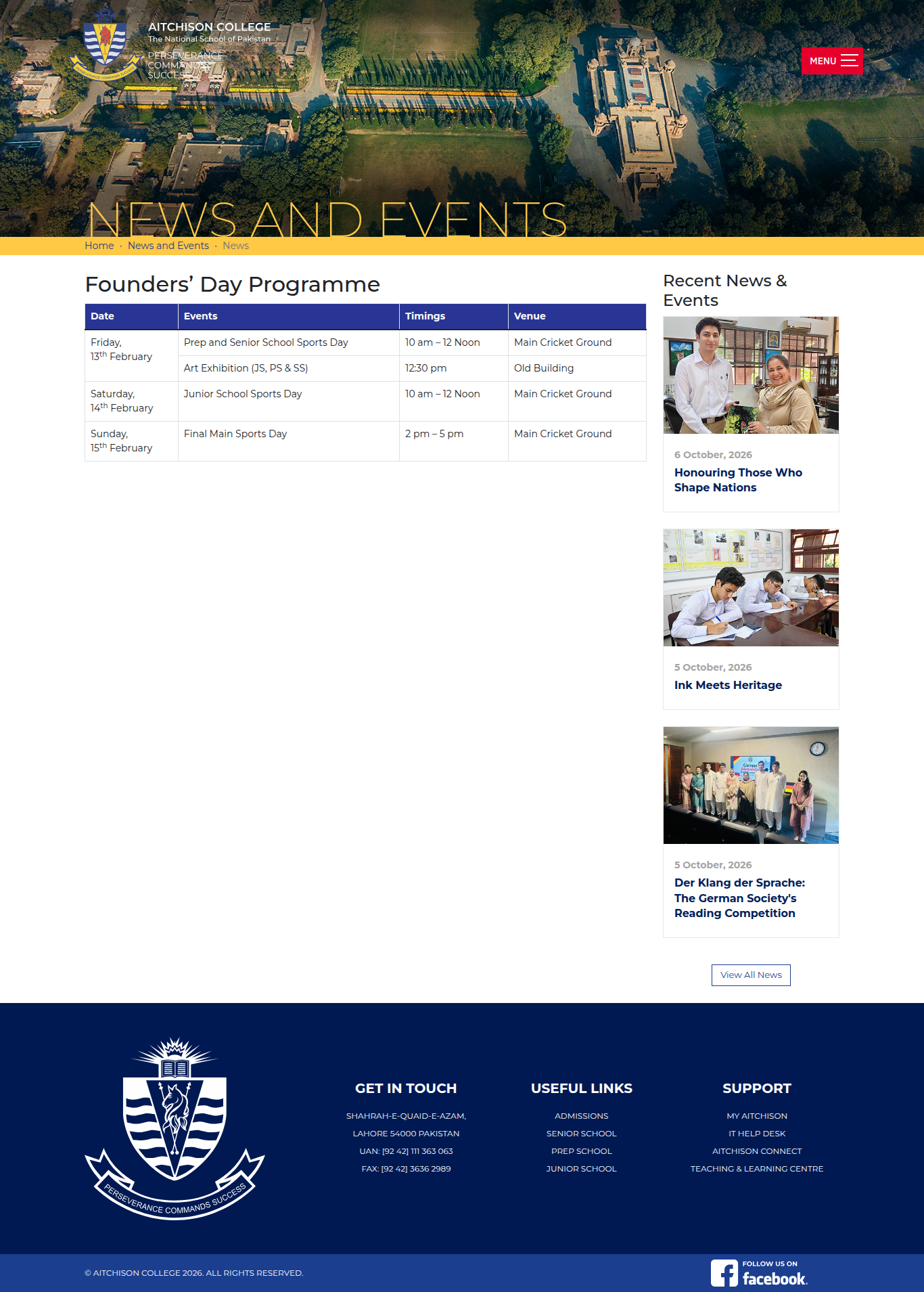 Snapshot of Founders' Day Programme