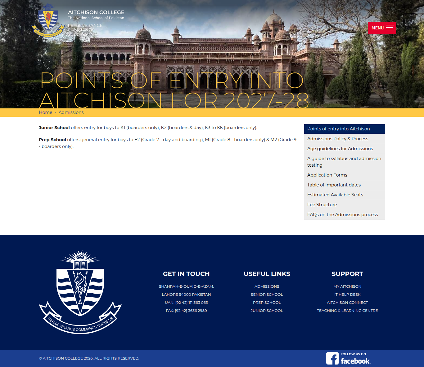 Snapshot of Points of Entry into Aitchison for 2027-28