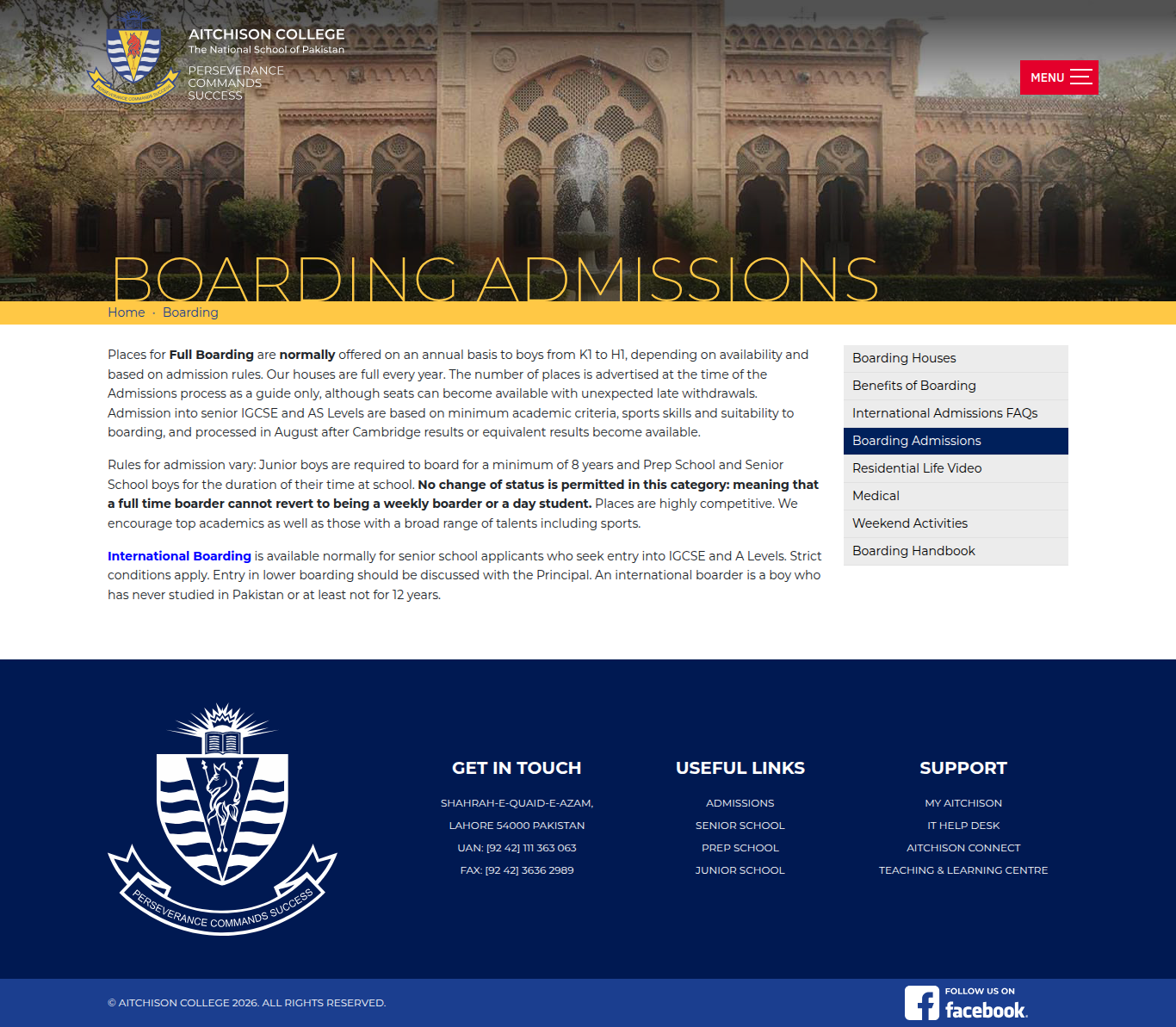 Snapshot of Boarding Admissions