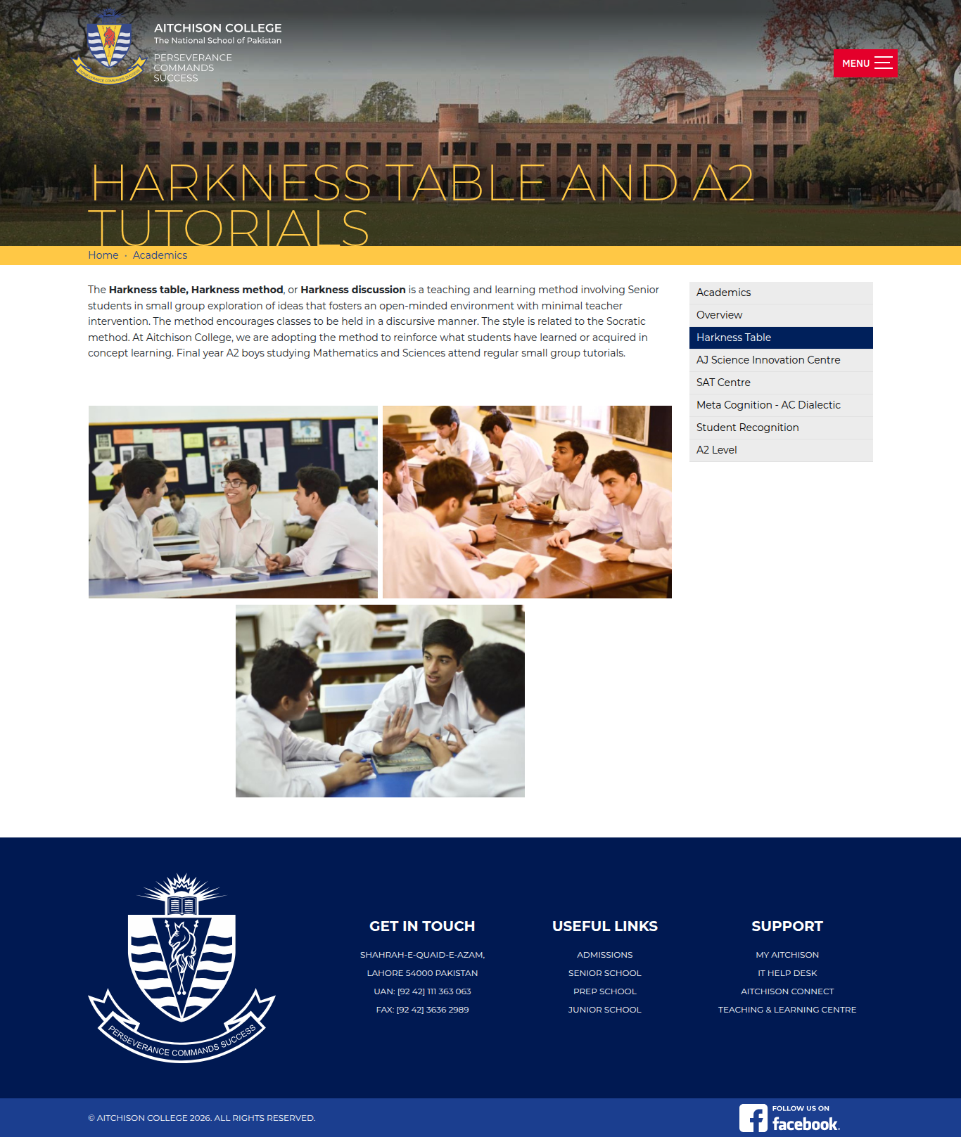 Snapshot of Harkness Table and A2 Tutorials