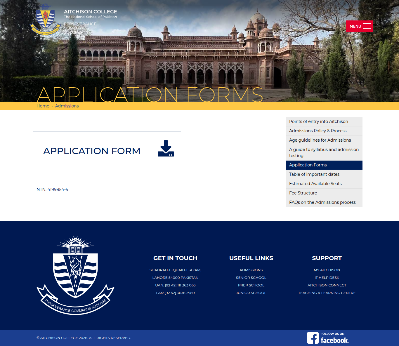 Snapshot of Application Forms