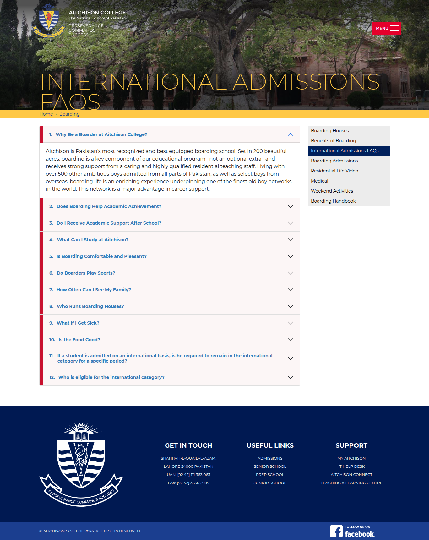 Snapshot of International Admissions FAQs