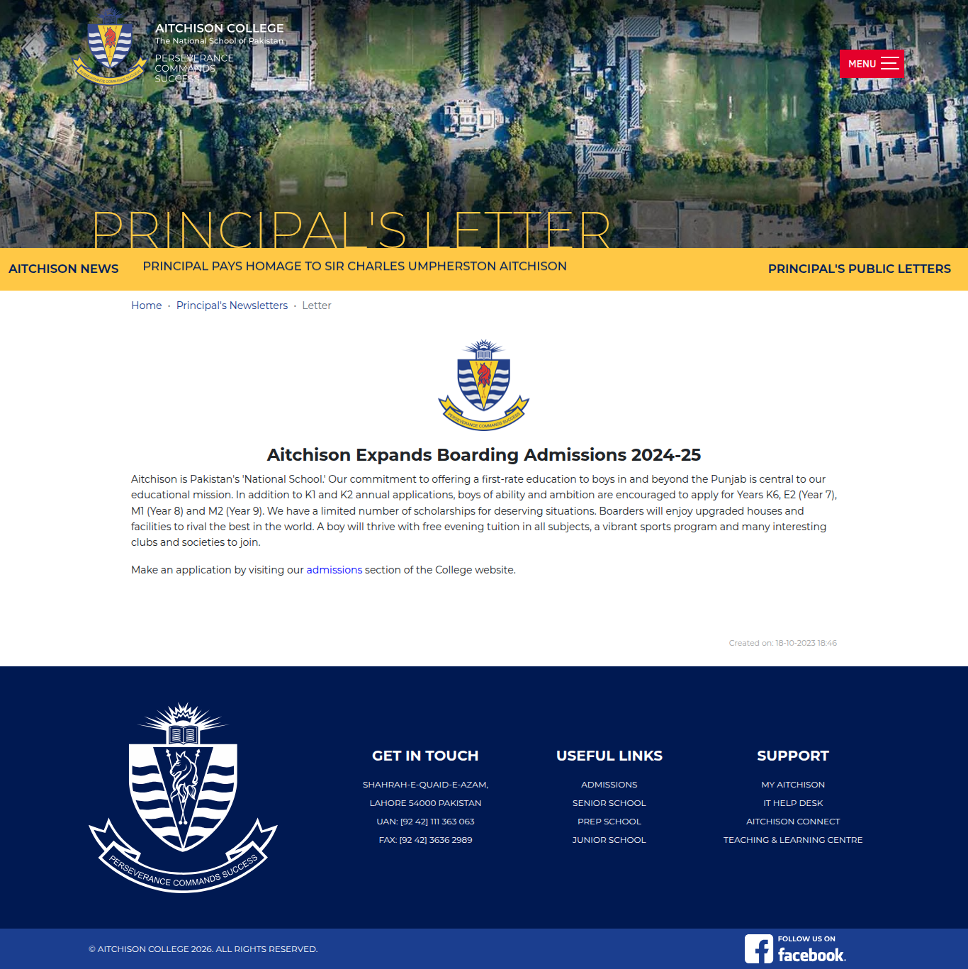 Snapshot of Aitchison Expands Boarding Admissions 2024-25