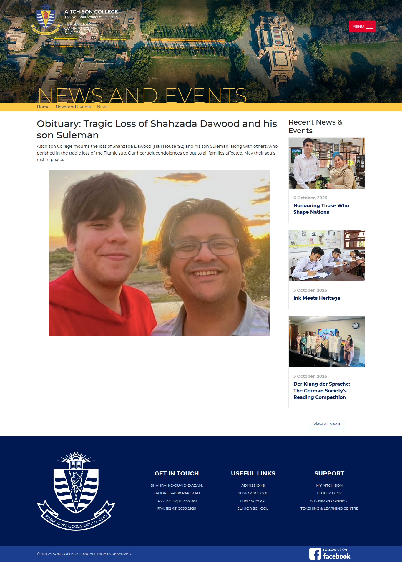 Snapshot of Obituary: Tragic Loss of Shahzada Dawood and his son Suleman