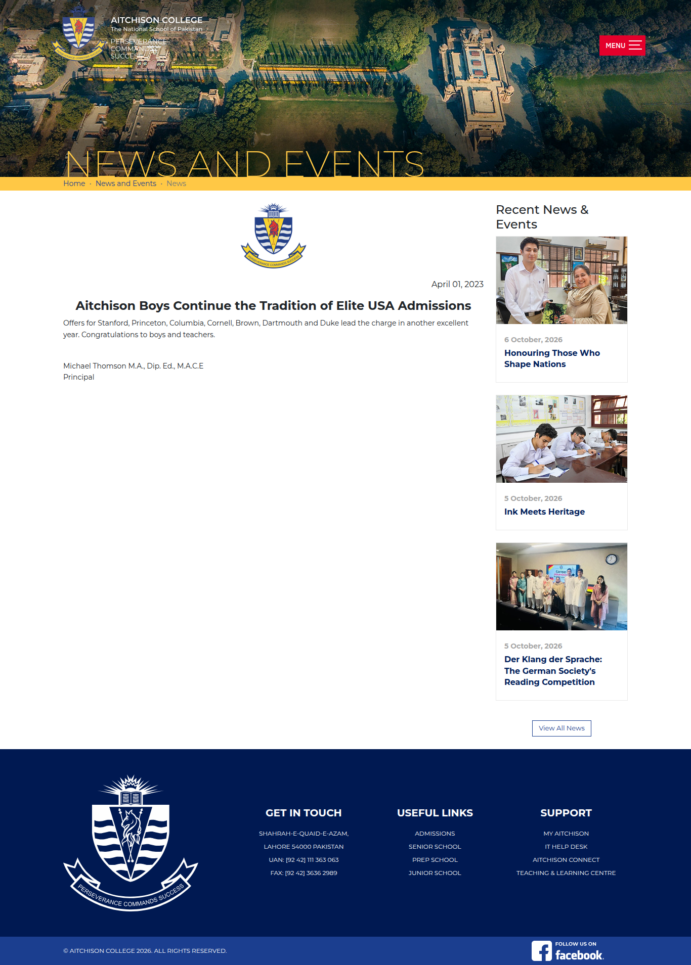 Snapshot of Aitchison Boys Continue the Tradition of Elite USA Admissions