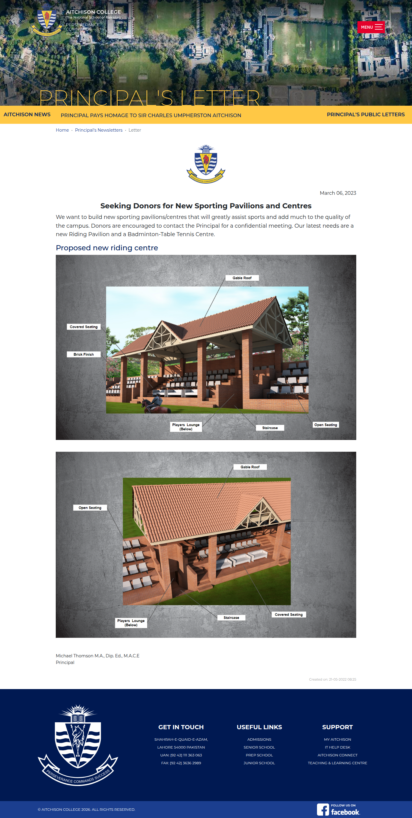Snapshot of Seeking Donors for New Sporting Pavilions and Centres