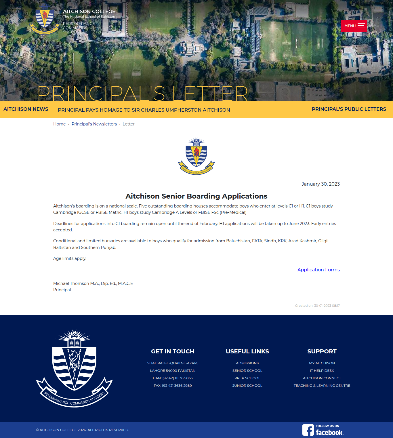 Snapshot of Aitchison Senior Boarding Applications