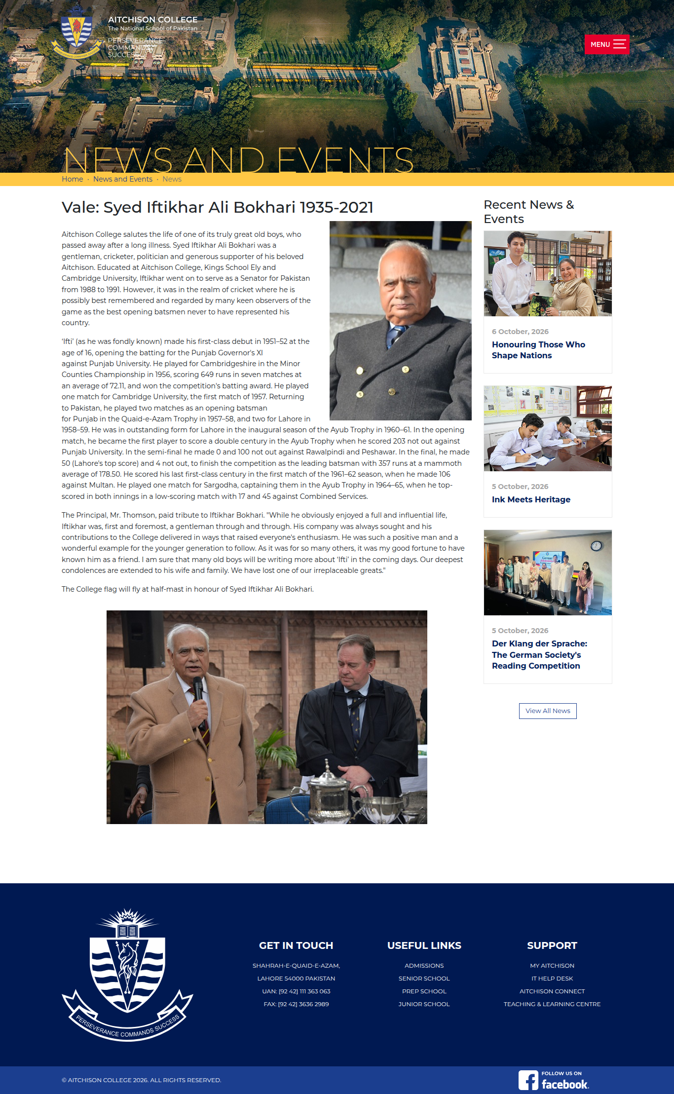 Snapshot of Vale: Syed Iftikhar Ali Bokhari 1935-2021