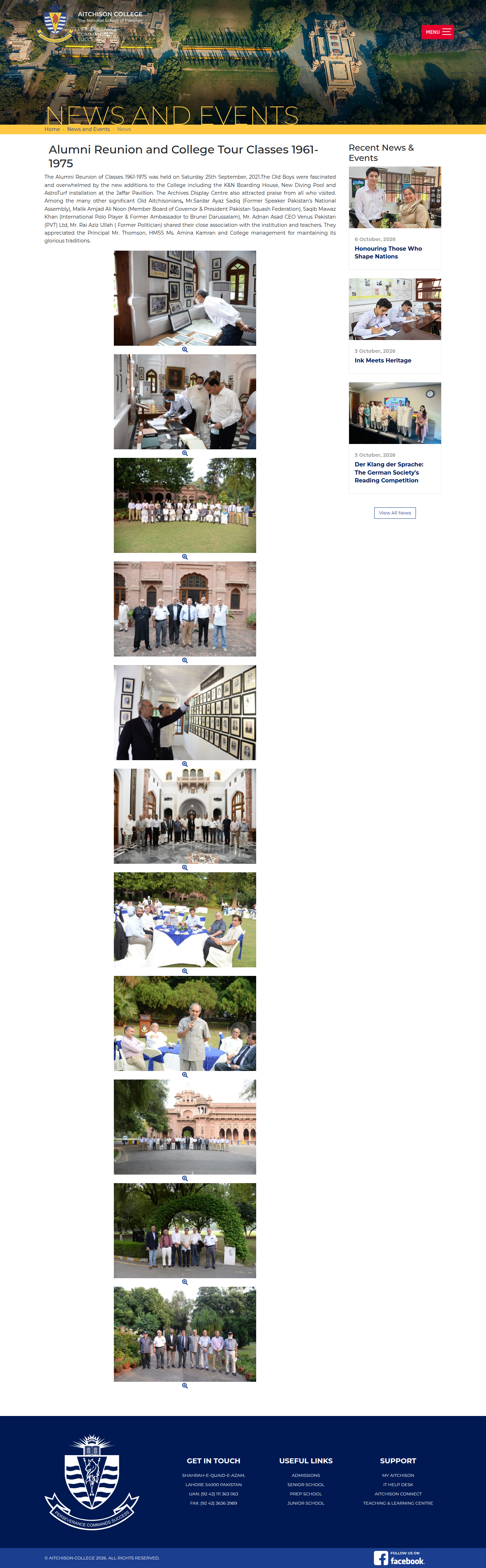 Snapshot of Alumni Reunion and College Tour Classes 1961-1975