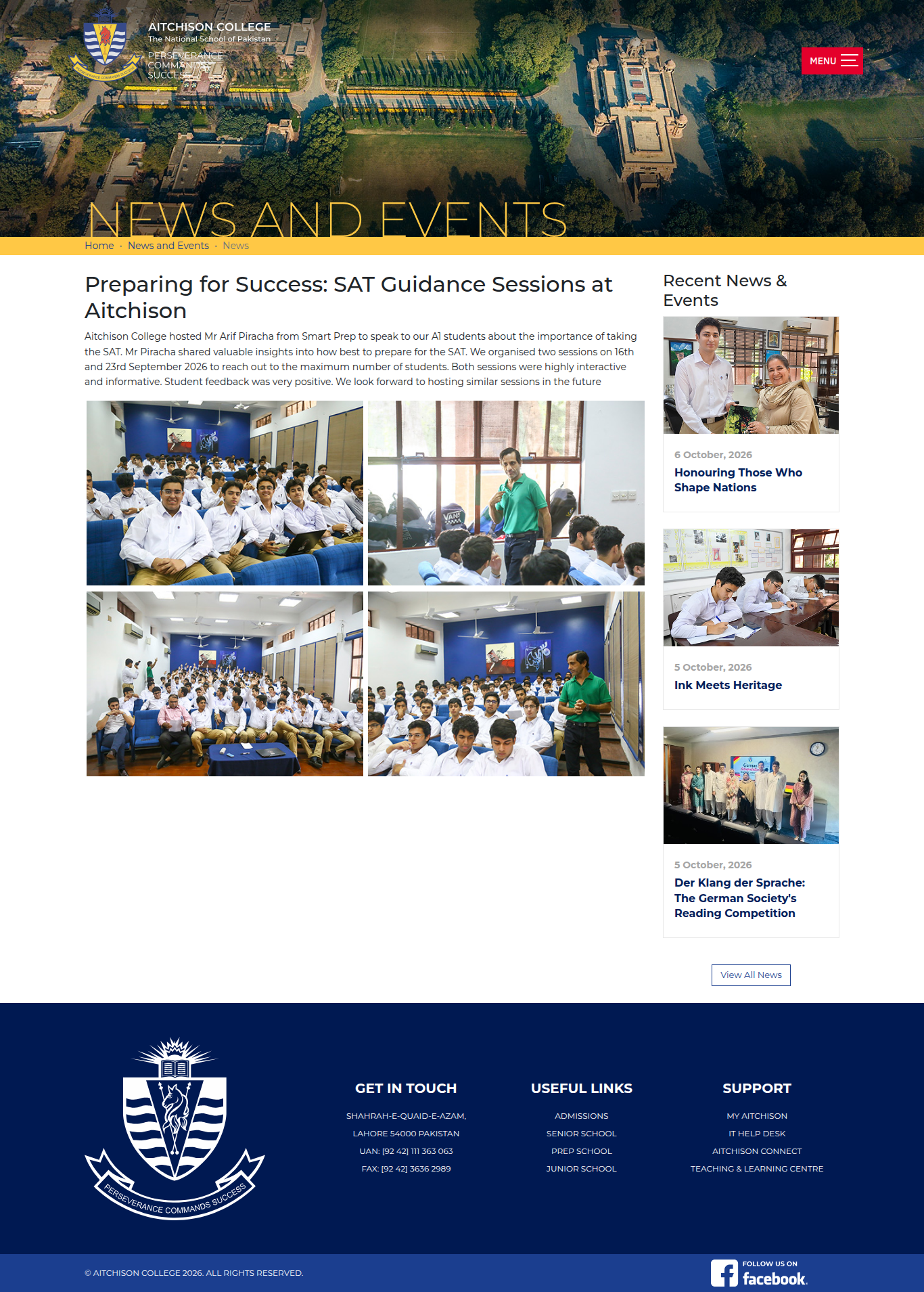 Snapshot of Preparing for Success: SAT Guidance Sessions at Aitchison