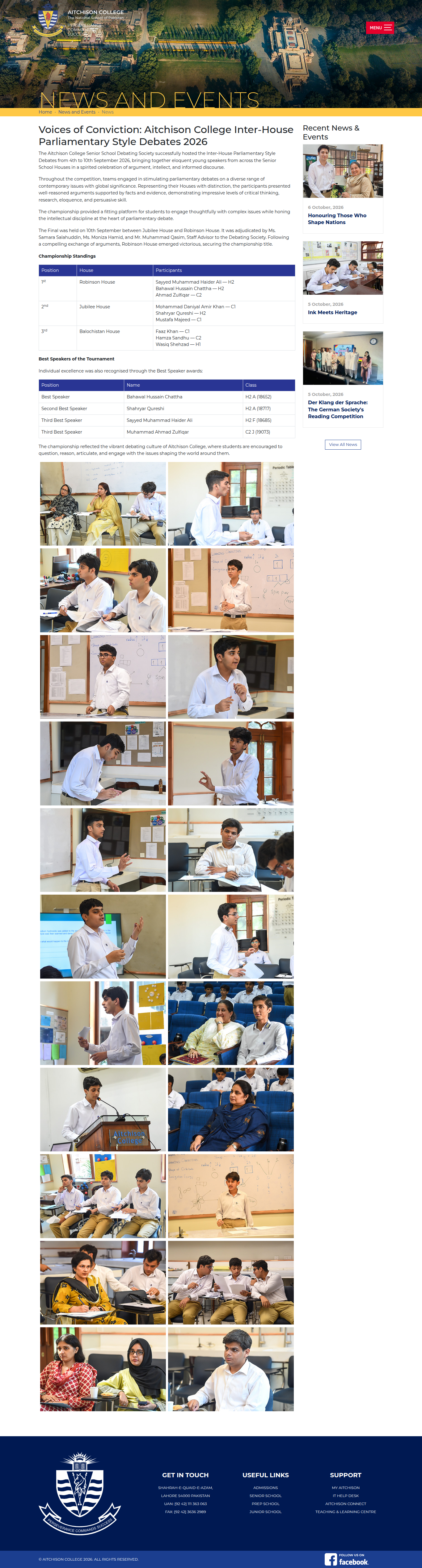 Snapshot of Voices of Conviction: Aitchison College Inter-House Parliamentary Style Debates 2026