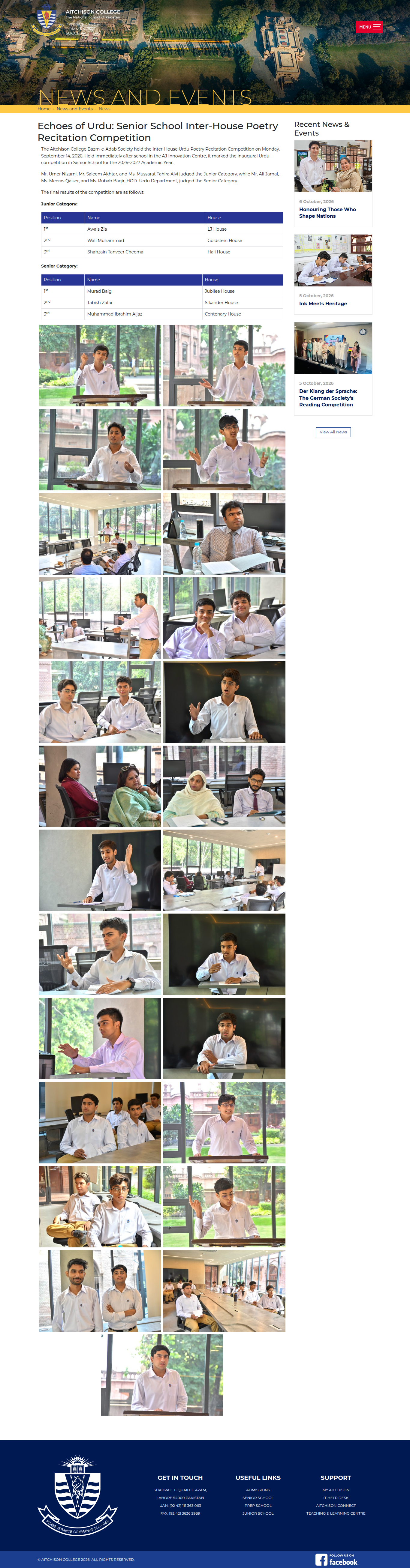 Snapshot of Echoes of Urdu: Senior School Inter-House Poetry Recitation Competition