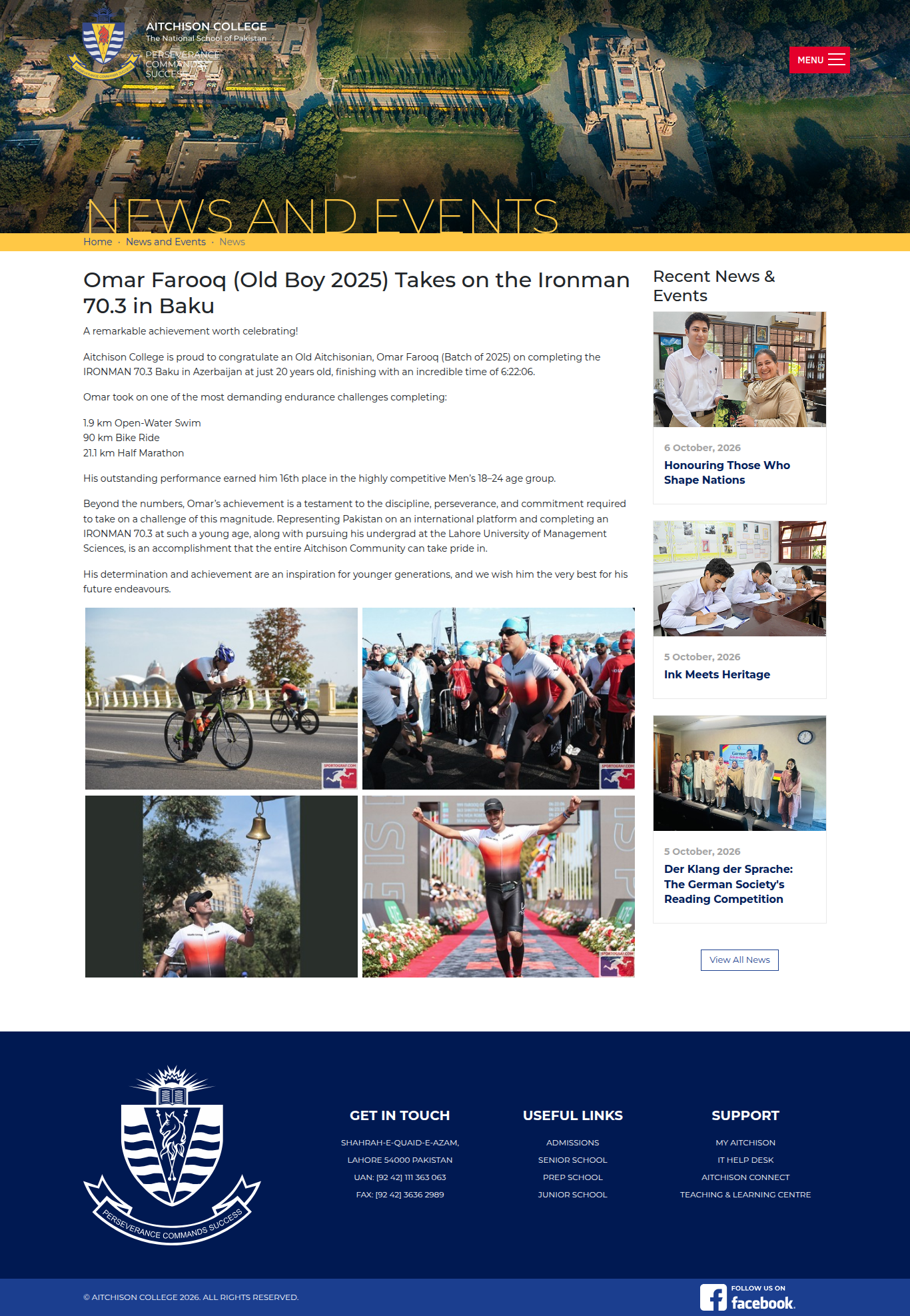 Snapshot of Omar Farooq (Old Boy 2025) Takes on the Ironman 70.3 in Baku