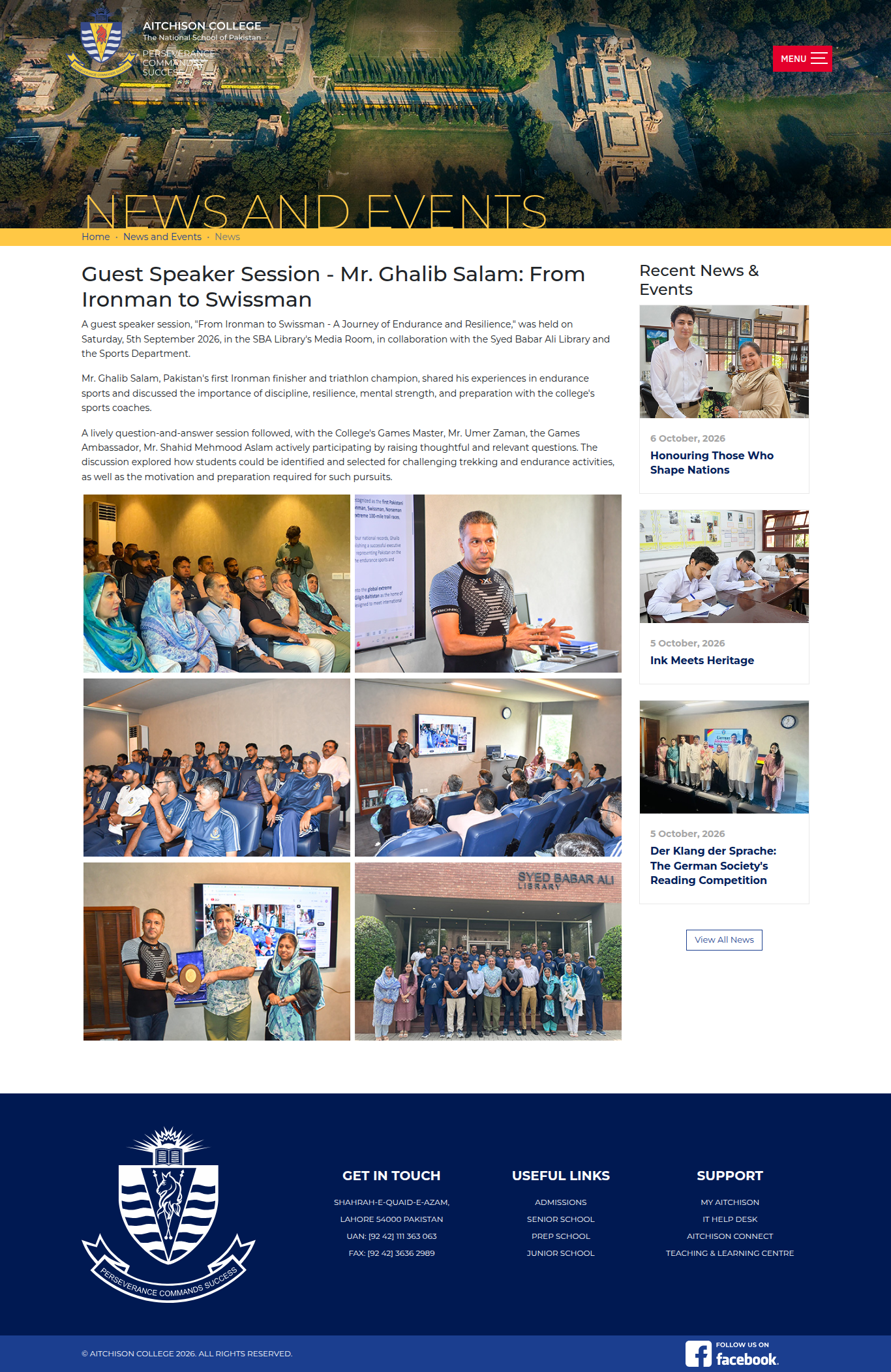 Snapshot of Guest Speaker Session - Mr. Ghalib Salam: From Ironman to Swissman