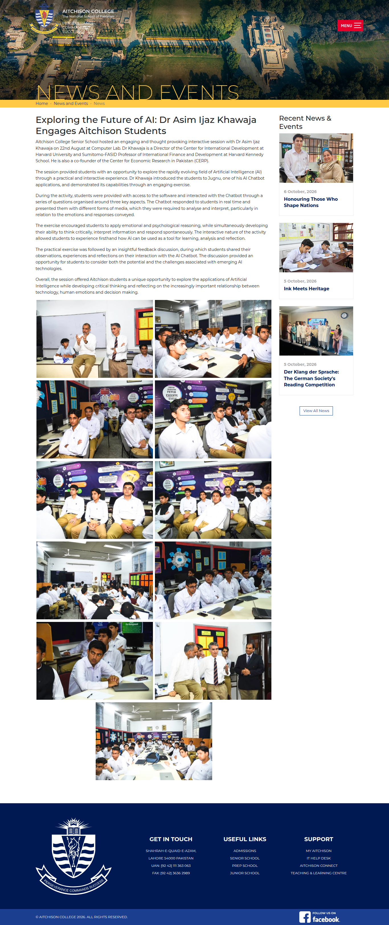Snapshot of Exploring the Future of AI: Dr Asim Ijaz Khawaja Engages Aitchison Students