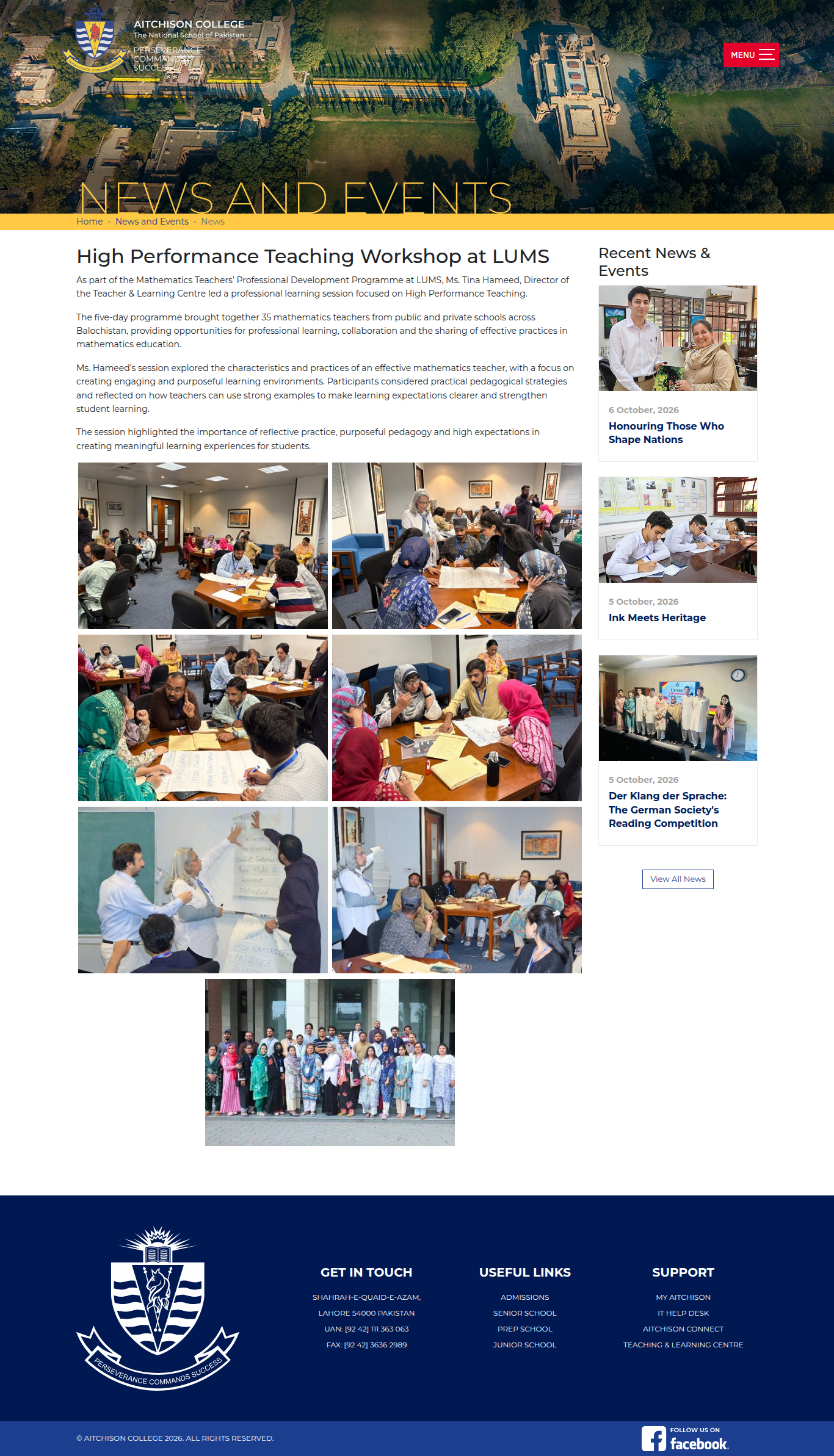 Snapshot of High Performance Teaching Workshop at LUMS
