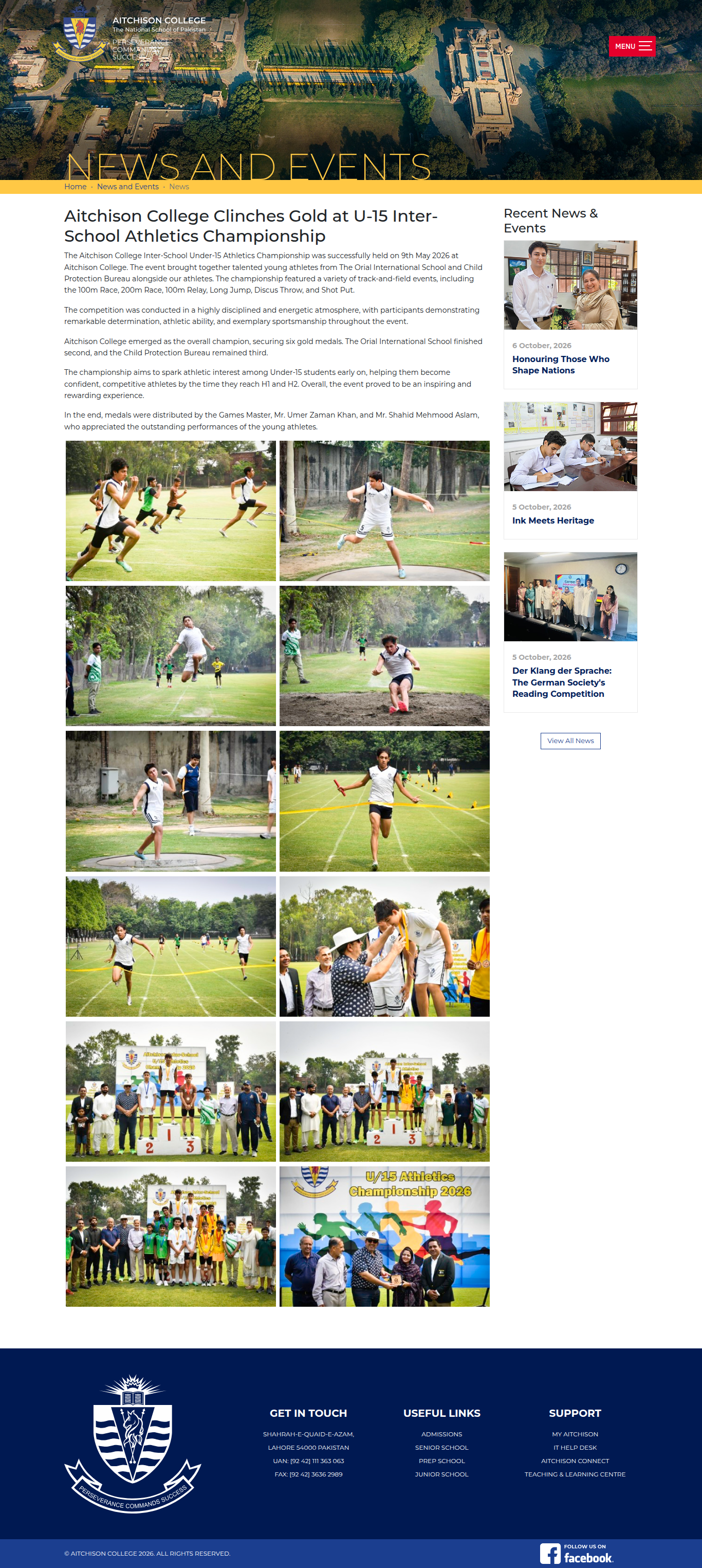 Snapshot of Aitchison College Clinches Gold at U-15 Inter-School Athletics Championship