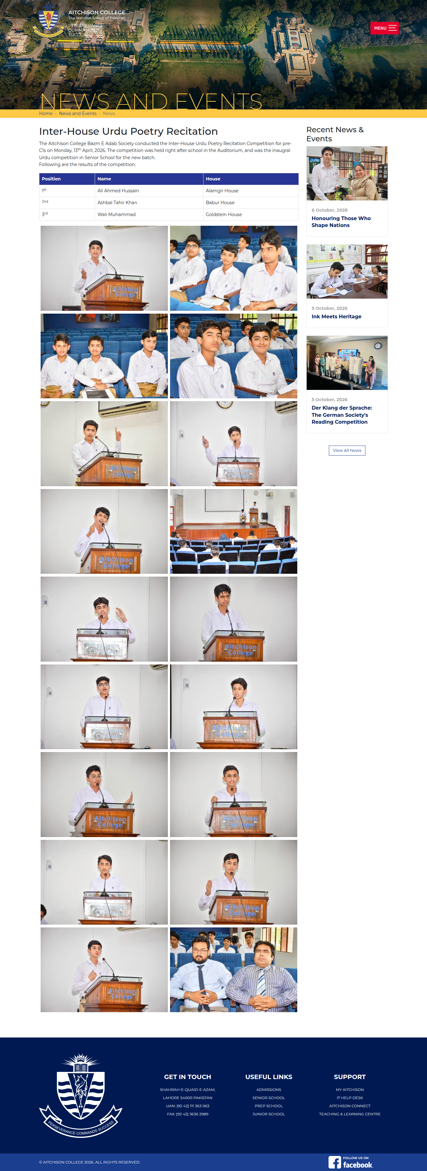 Snapshot of Inter-House Urdu Poetry Recitation