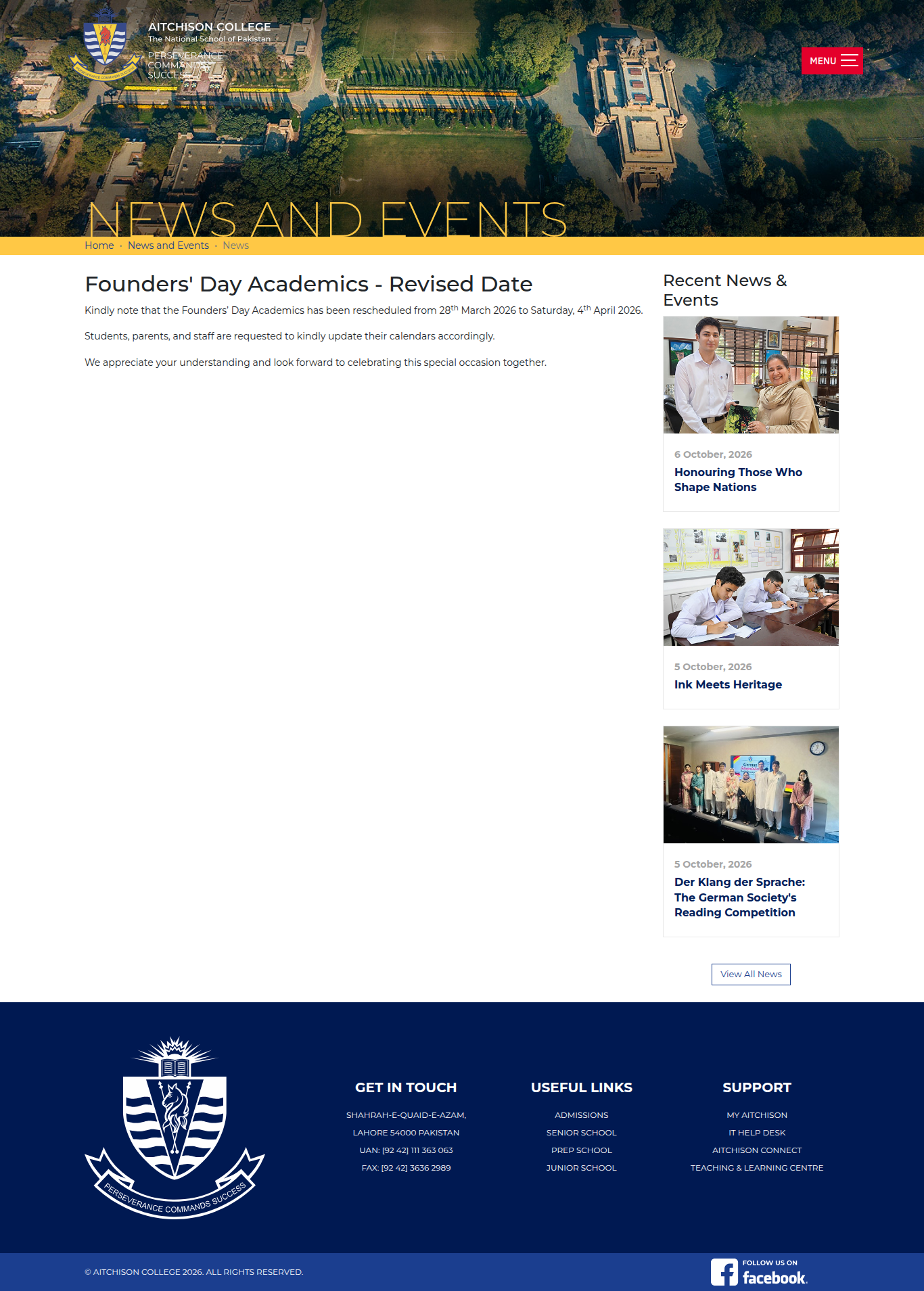 Snapshot of Founders' Day Academics - Revised Date