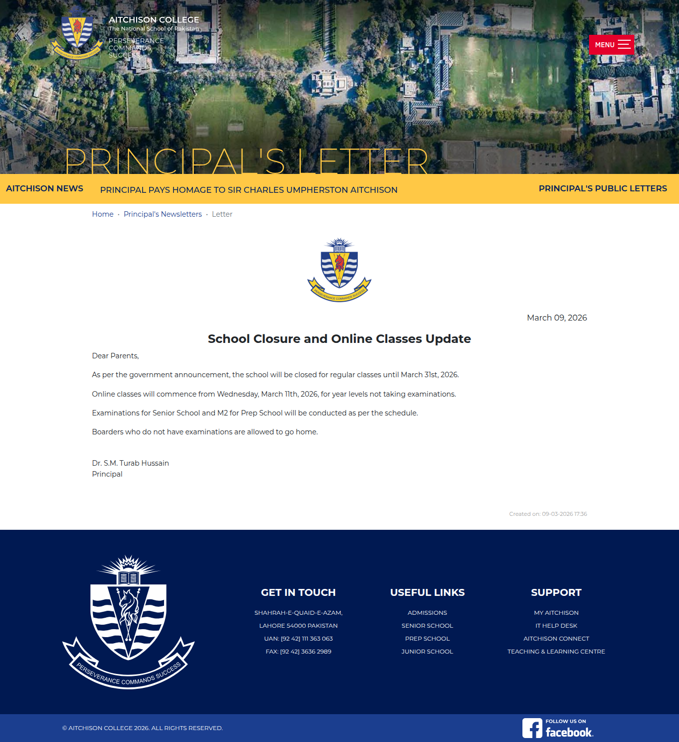Snapshot of School Closure and Online Classes Update