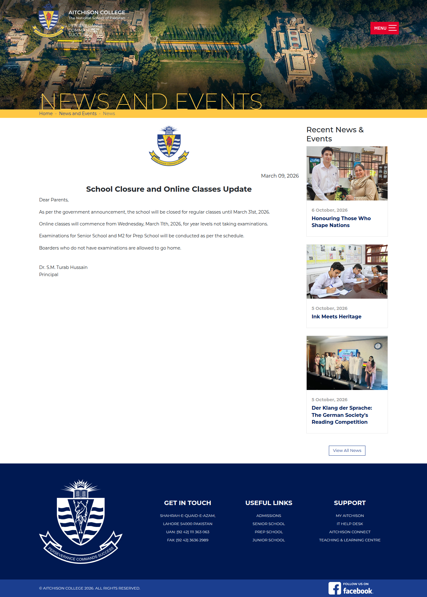 Snapshot of School Closure and Online Classes Update