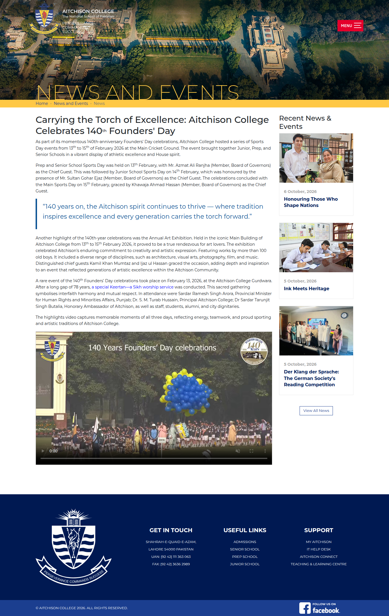 Snapshot of Carrying the Torch of Excellence: Aitchison College Celebrates 140th Founders' Day