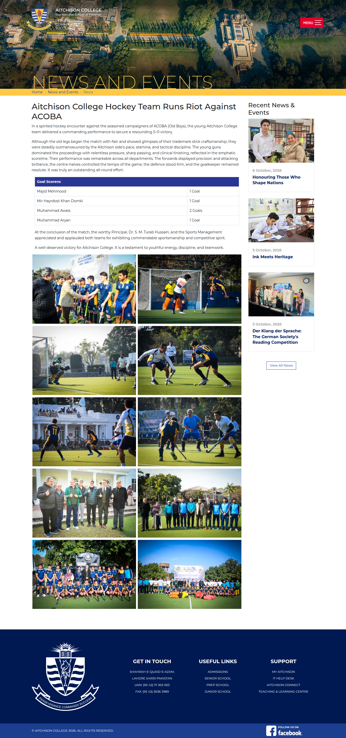 Snapshot of Aitchison College Hockey Team Runs Riot Against ACOBA