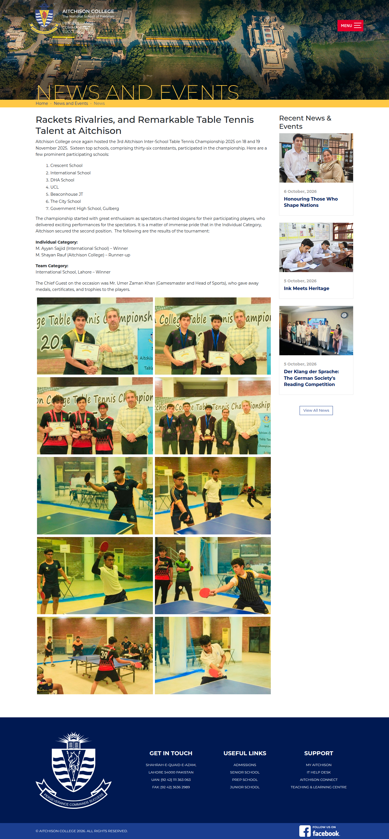 Snapshot of Rackets Rivalries, and Remarkable Table Tennis Talent at Aitchison