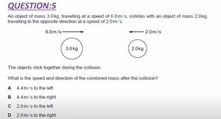 A car of mass 1000kg travelling at 8.0m/s collides with a lorry of mass 3000kg that is travelling at 2.0m/s in the same direction. After colliding, the two vehicles stick together.