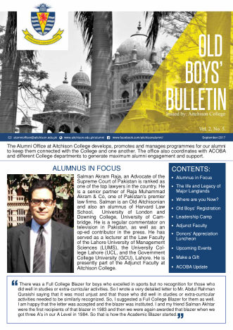 First page of Newsletter (Senior), September 2017