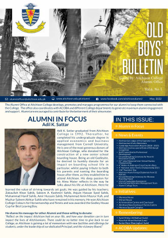 First page of Old Boys' Bulletin, May 2022