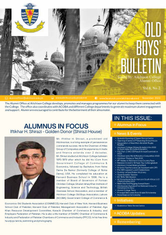 First page of Old Boys' Bulletin, November 2023
