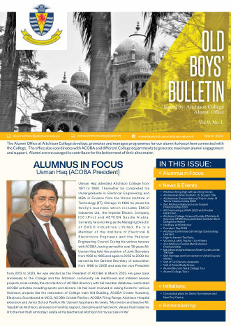 First page of Old Boys' Bulletin, March 2024